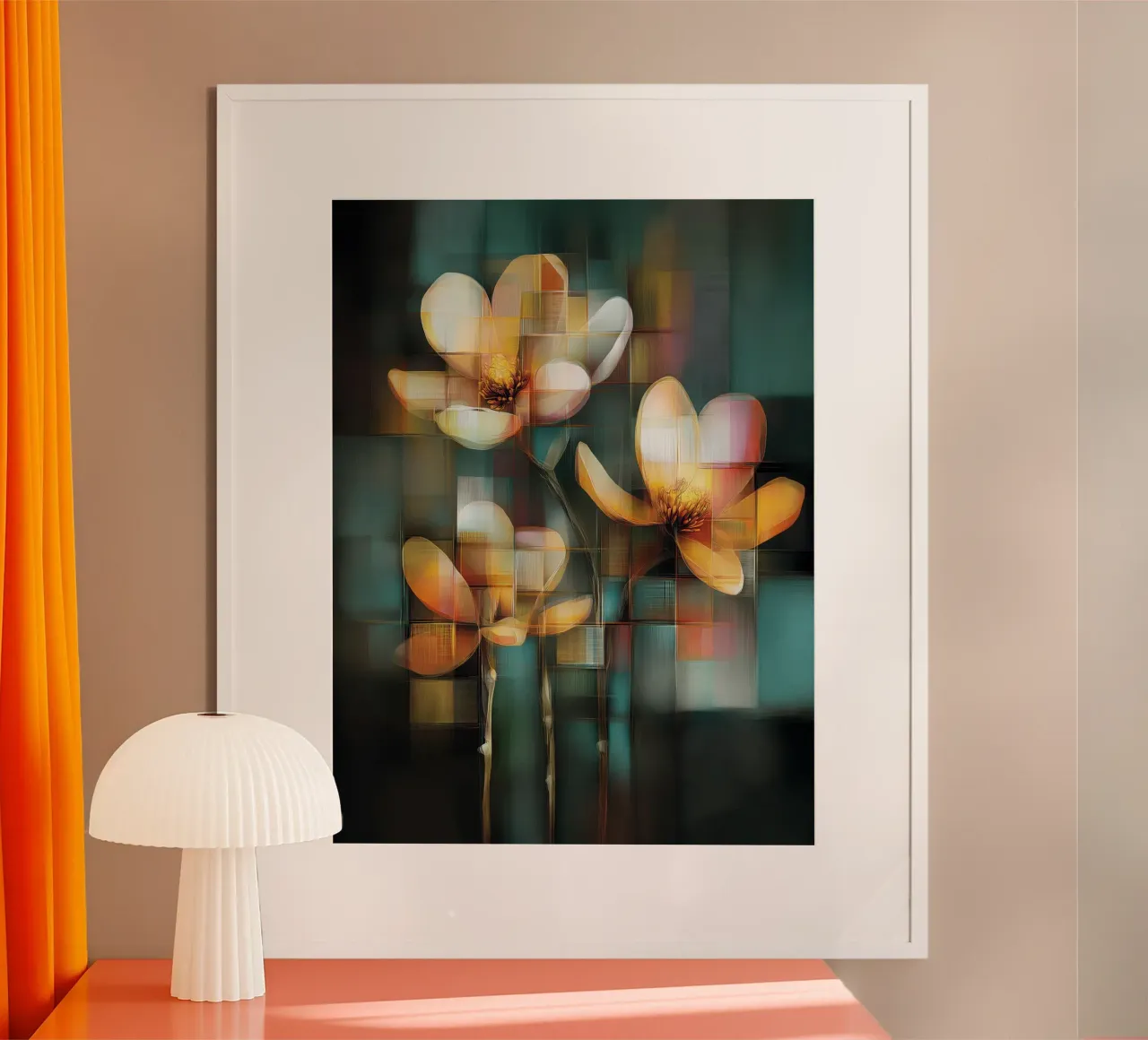Fiori astratti poster con telaio in plastica da Pictura