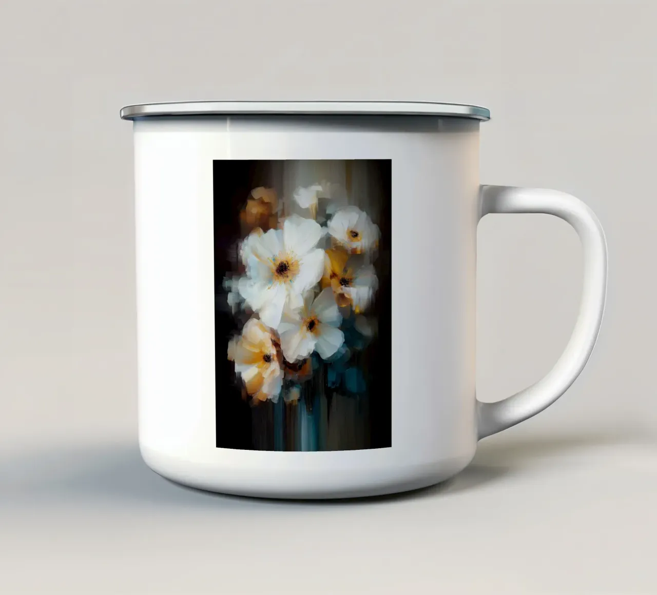 Fiori bianchi tazza in smalto da Pictura