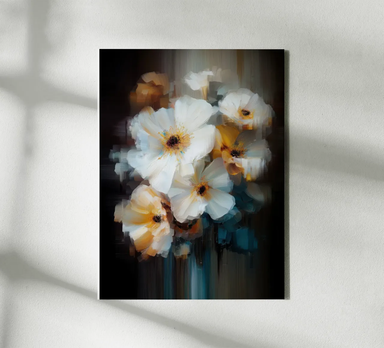Bloemen wit canvas met Baklijst van Pictura