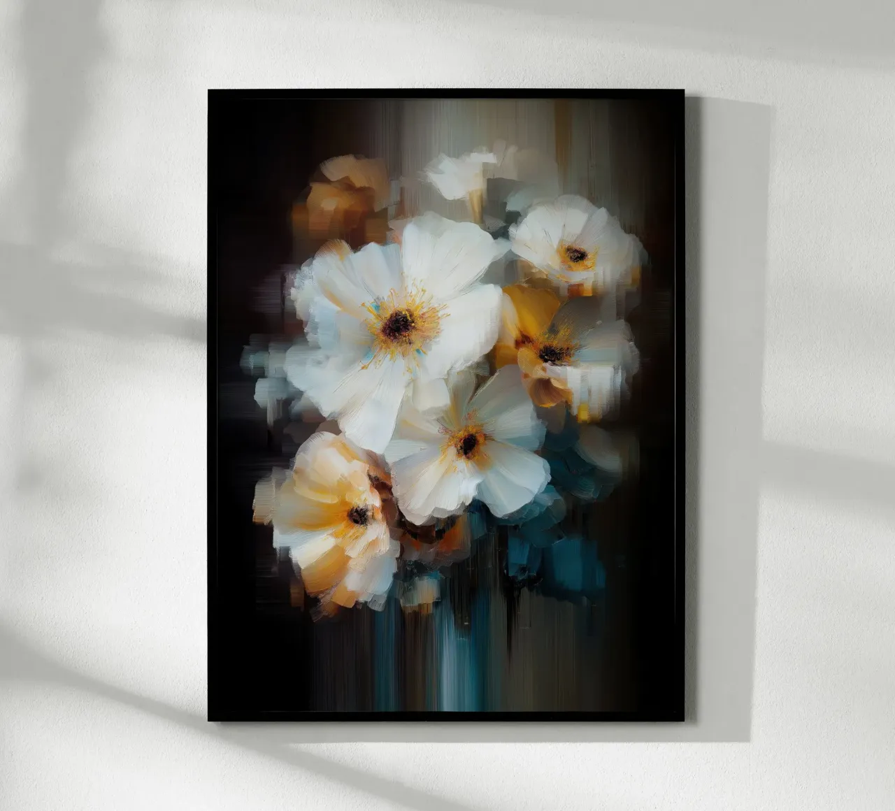 Fiori bianchi poster con telaio in plastica da Pictura