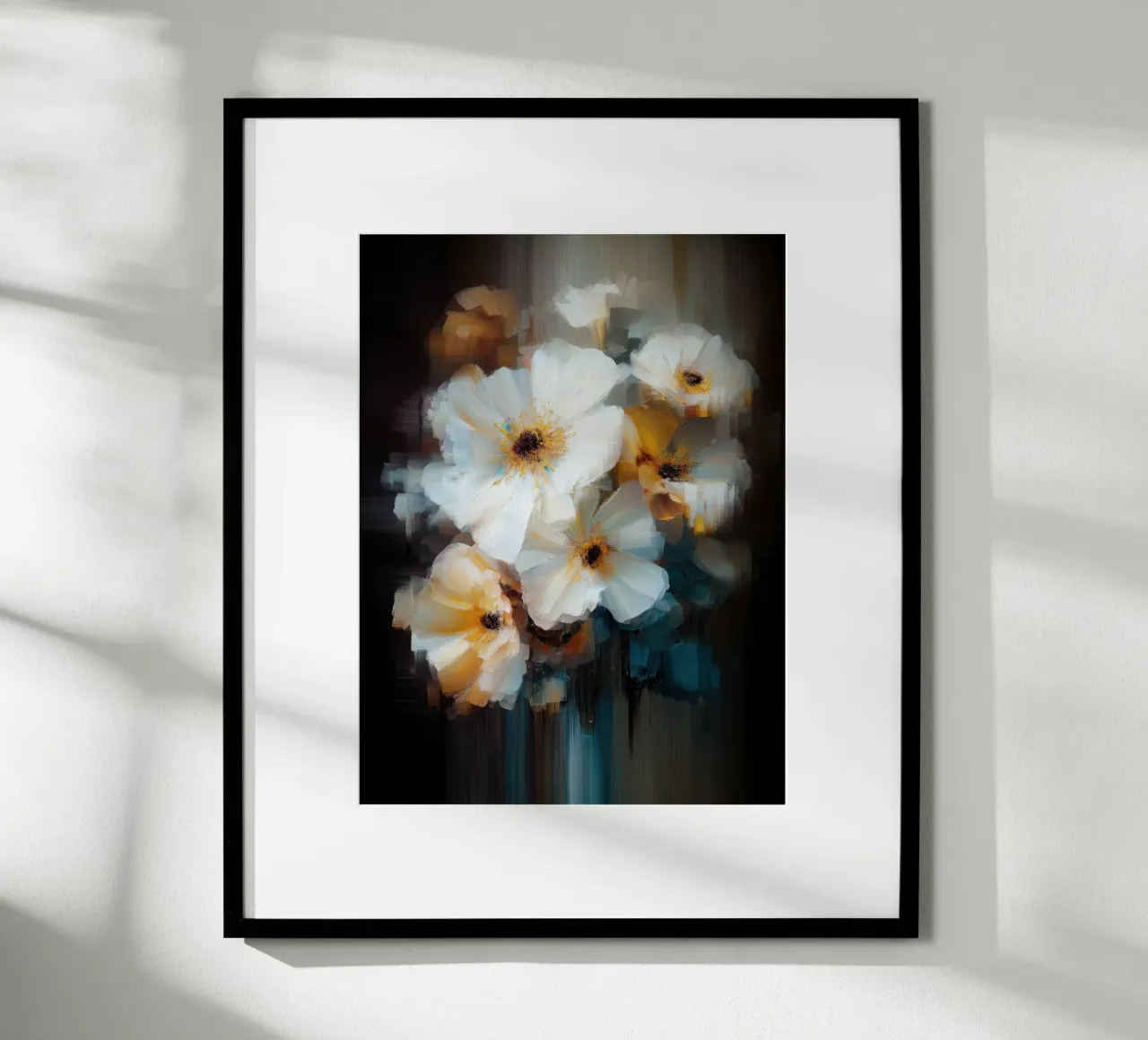 Fiori bianchi poster con telaio in plastica da Pictura