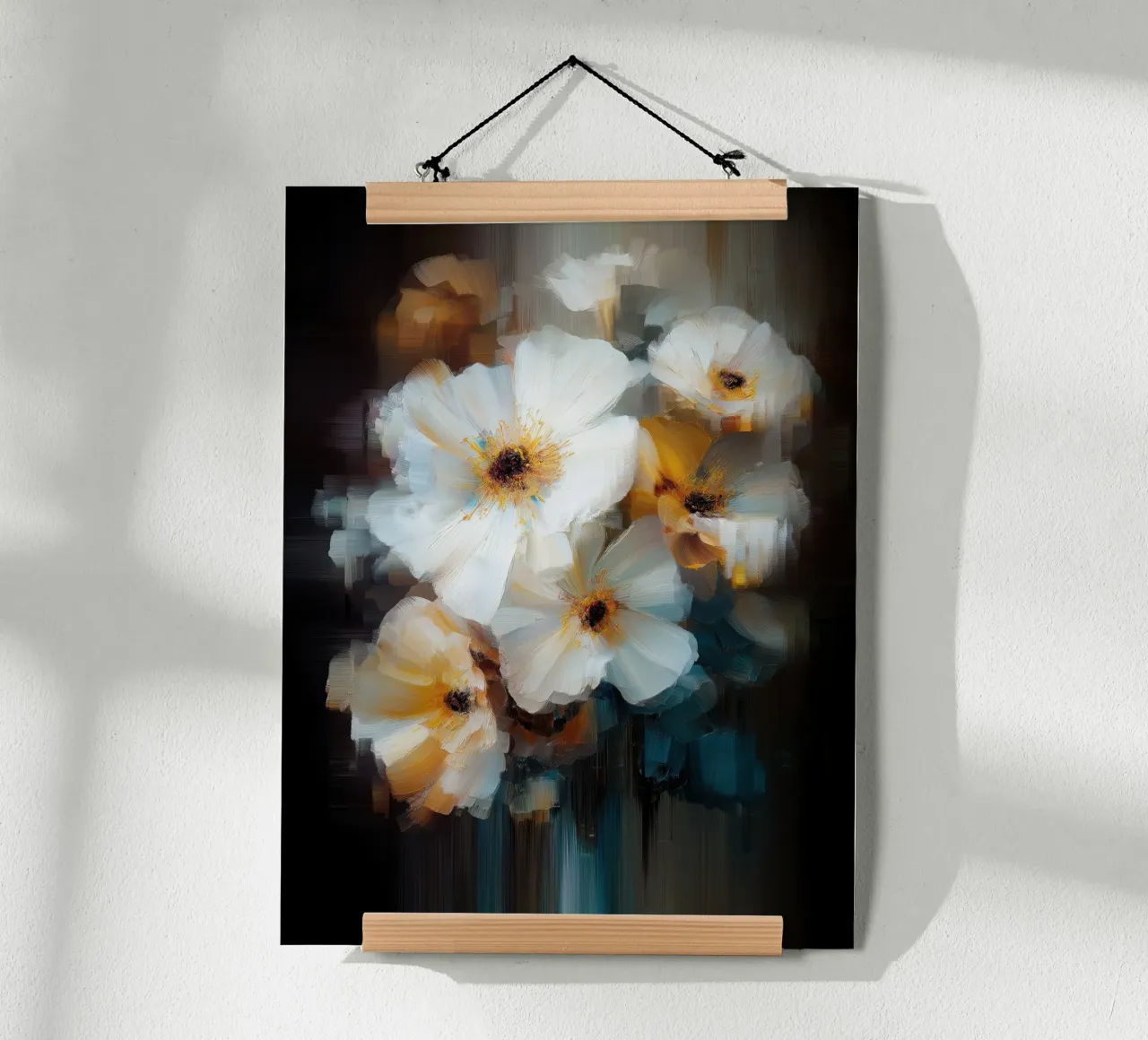 Fiori bianchi poster con telaio in plastica da Pictura