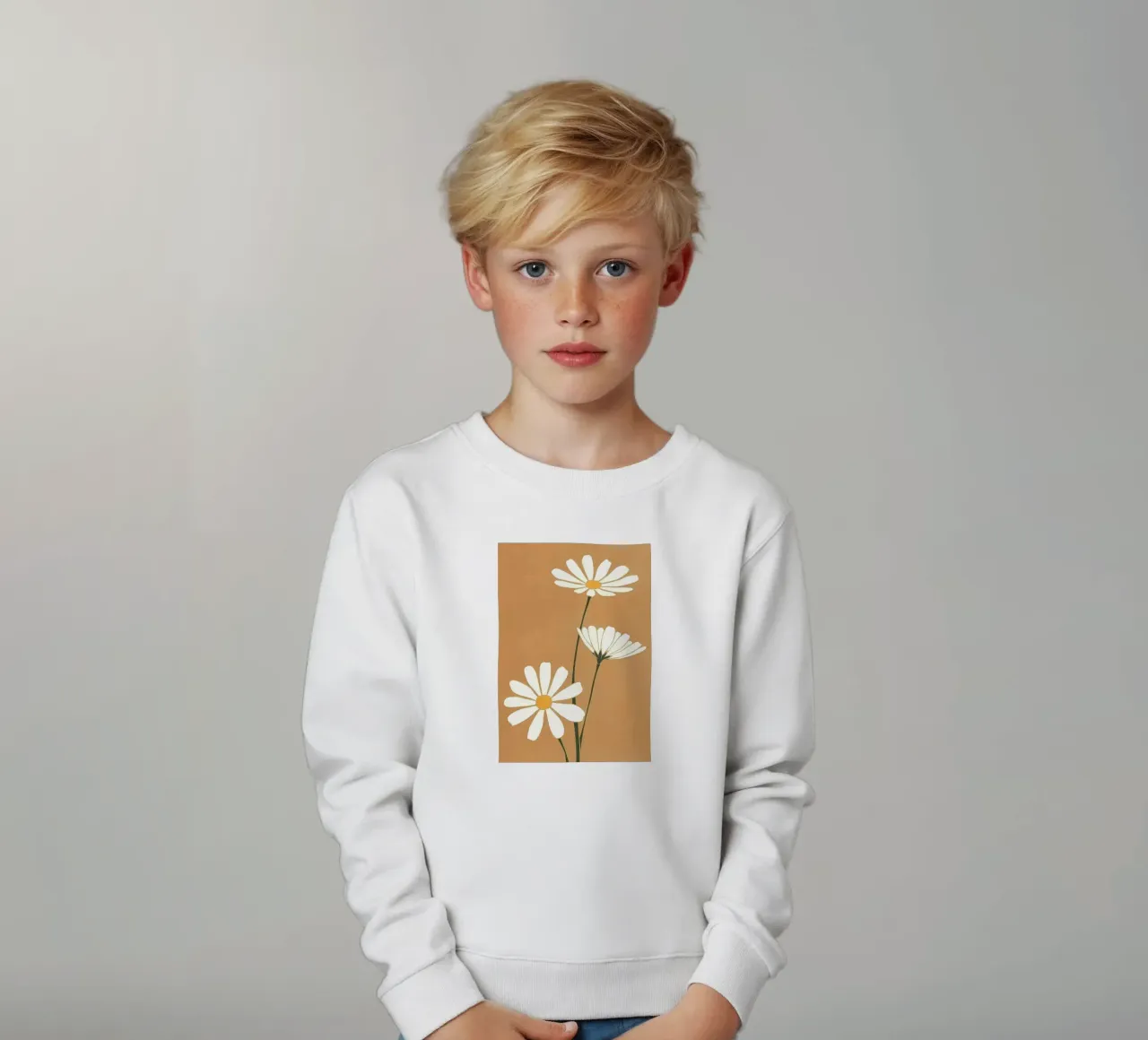 Fiori bianchi felpa bambino da Larry