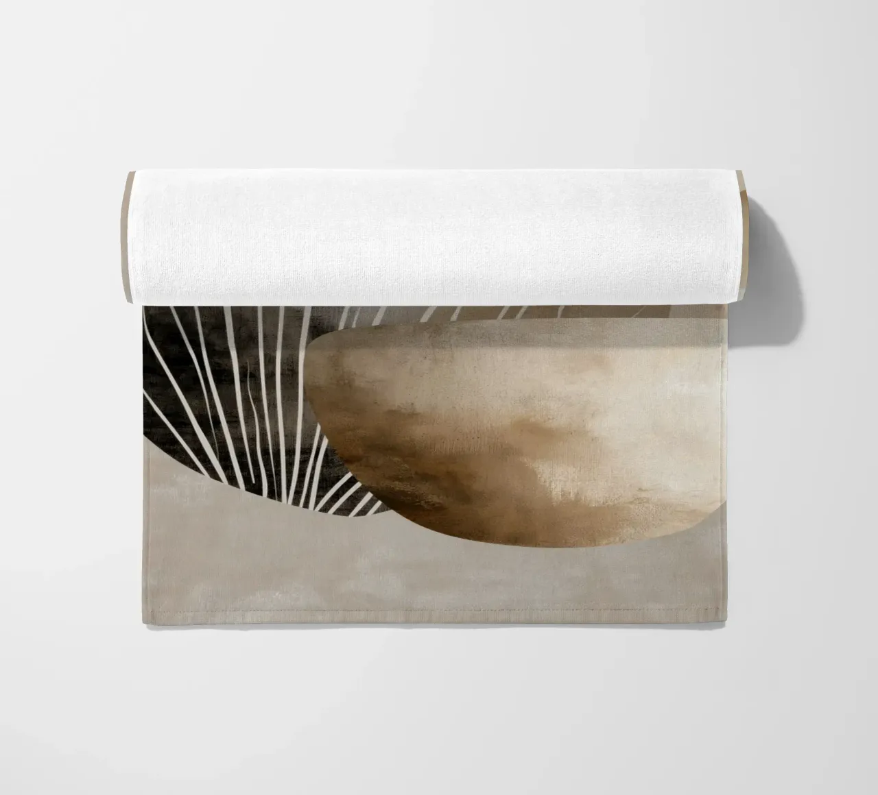 Abstract brown beach towel by Pictura