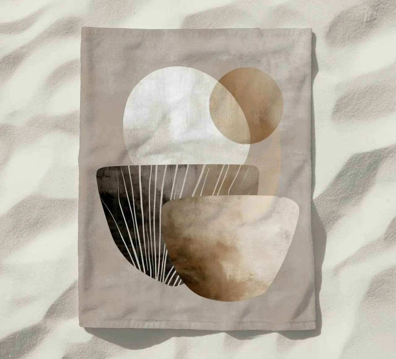 Abstract brown beach towel by Pictura