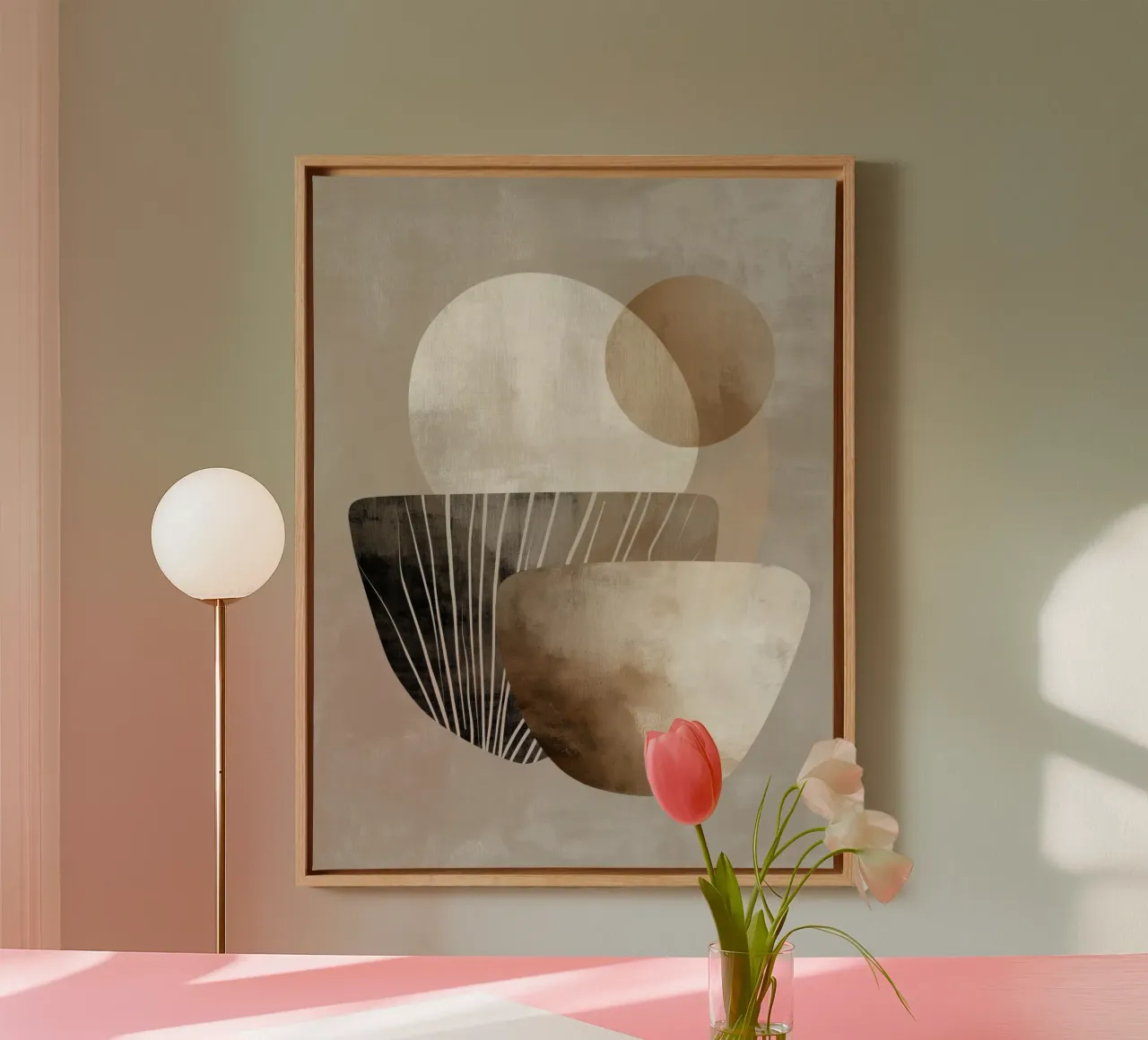 Abstract bruin canvas met Baklijst van Pictura
