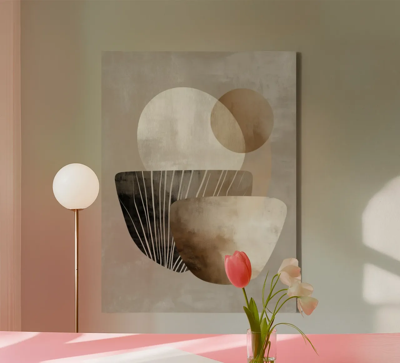 Abstract bruin canvas met Baklijst van Pictura