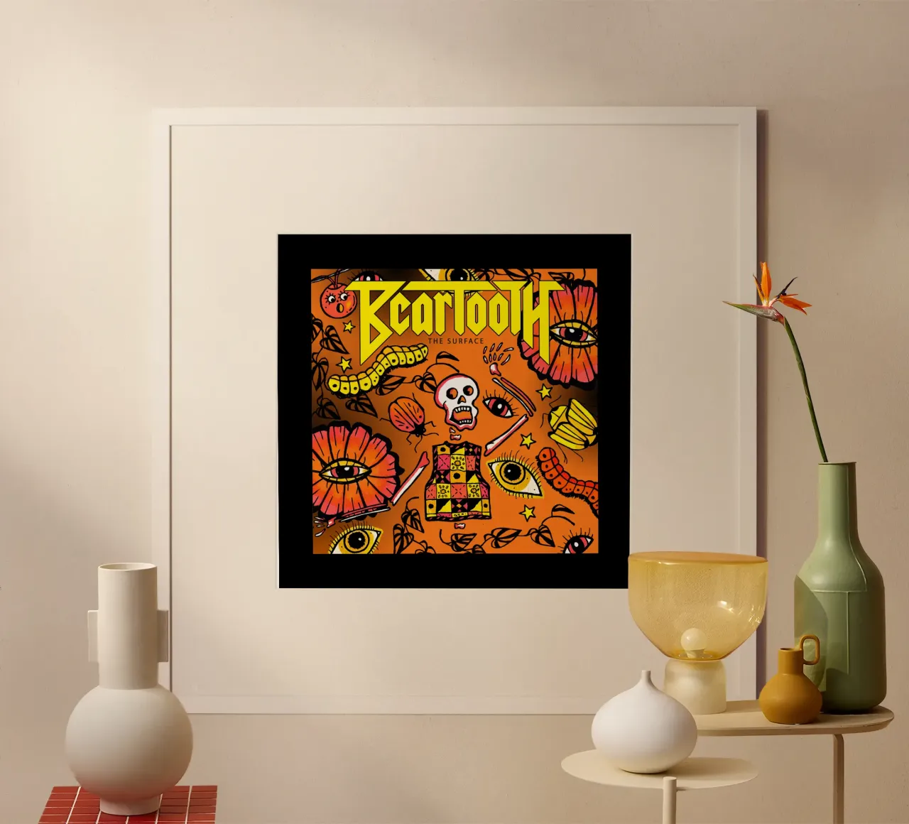 Poster d'arte vintage con teschio Beartooth poster con telaio in plastica da https://www.juniqe.com/uk/shop/Henndraws