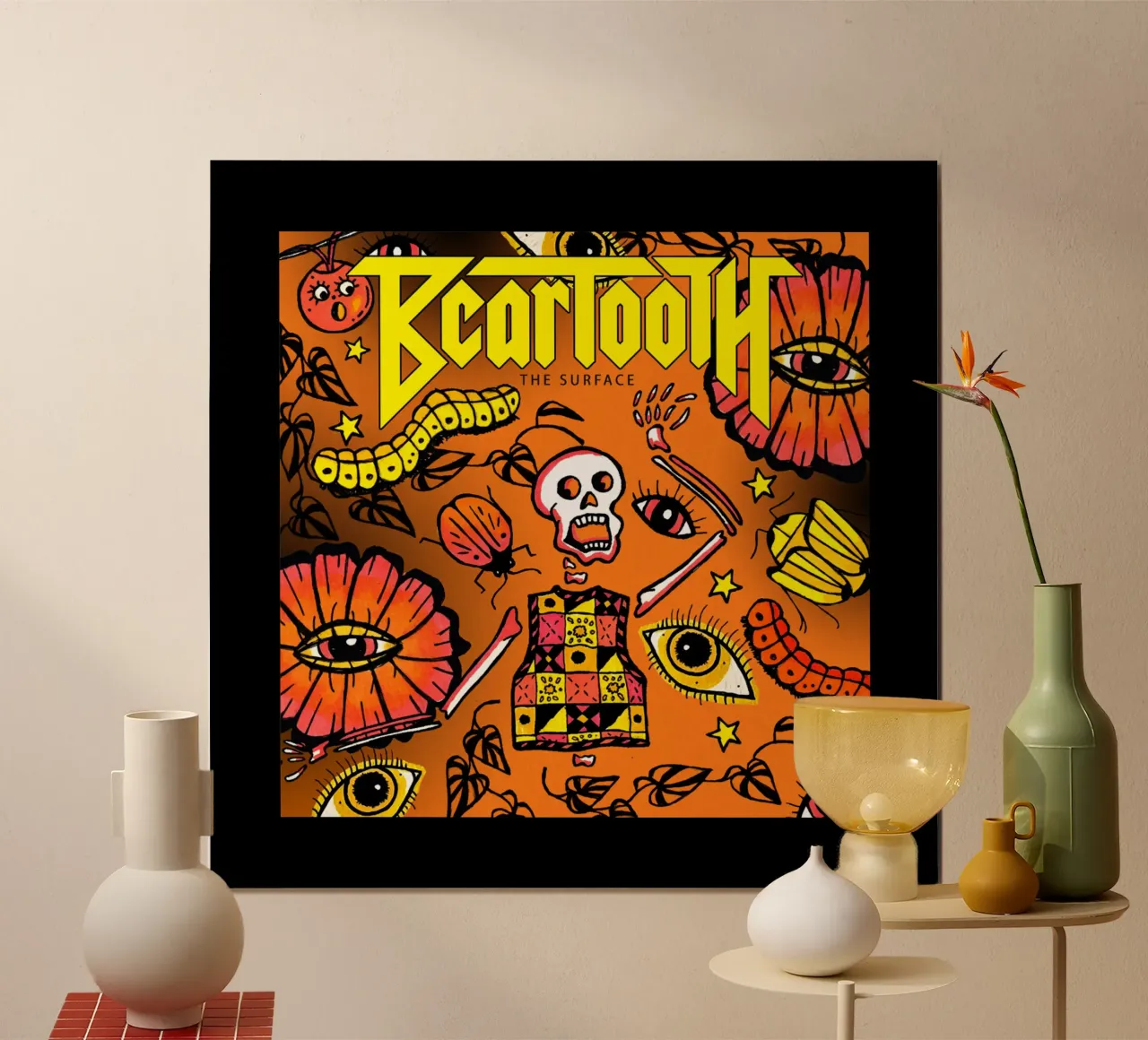 Poster d'arte vintage con teschio Beartooth poster con telaio in plastica da https://www.juniqe.com/uk/shop/Henndraws