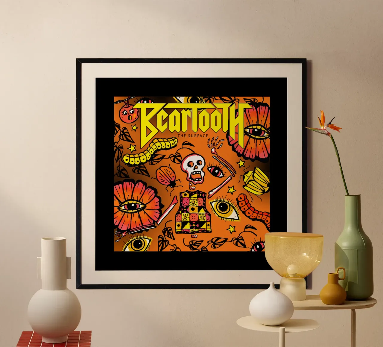 Poster d'arte vintage con teschio Beartooth poster con telaio in plastica da https://www.juniqe.com/uk/shop/Henndraws