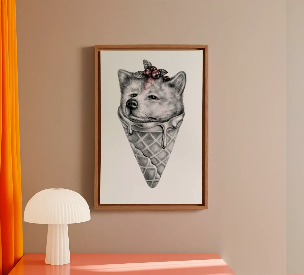 Ice cream canvas with Floater frame by Maria Vdovichenko