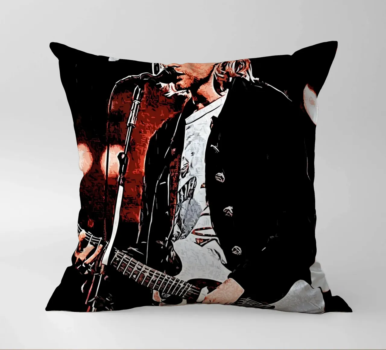 Nirvana kurt cobain 1 Art decorative cushion by music soul