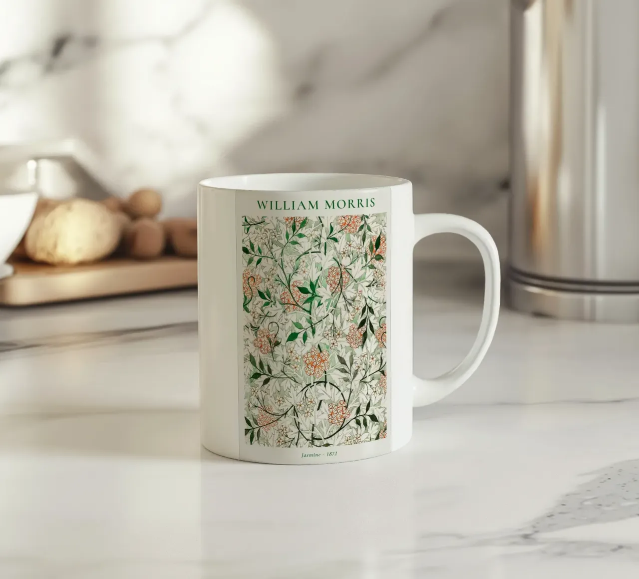 foglie di biancospino, fiori e ramoscelli di gelsomino avvolgenti tazza in ceramica da Ropech Shop