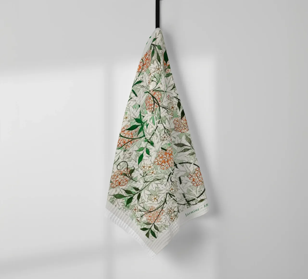 Feuilles et fleurs d'aubépine et brindilles de jasmin enroulées torchon de Ropech Shop