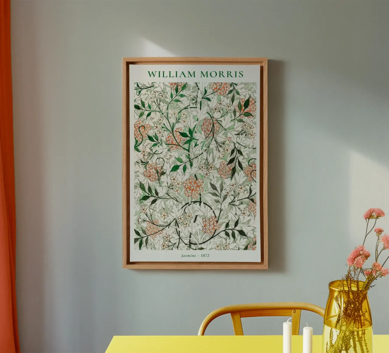 Feuilles et fleurs d'aubépine et brindilles de jasmin enroulées toile avec Caisse américaine de Ropech Shop