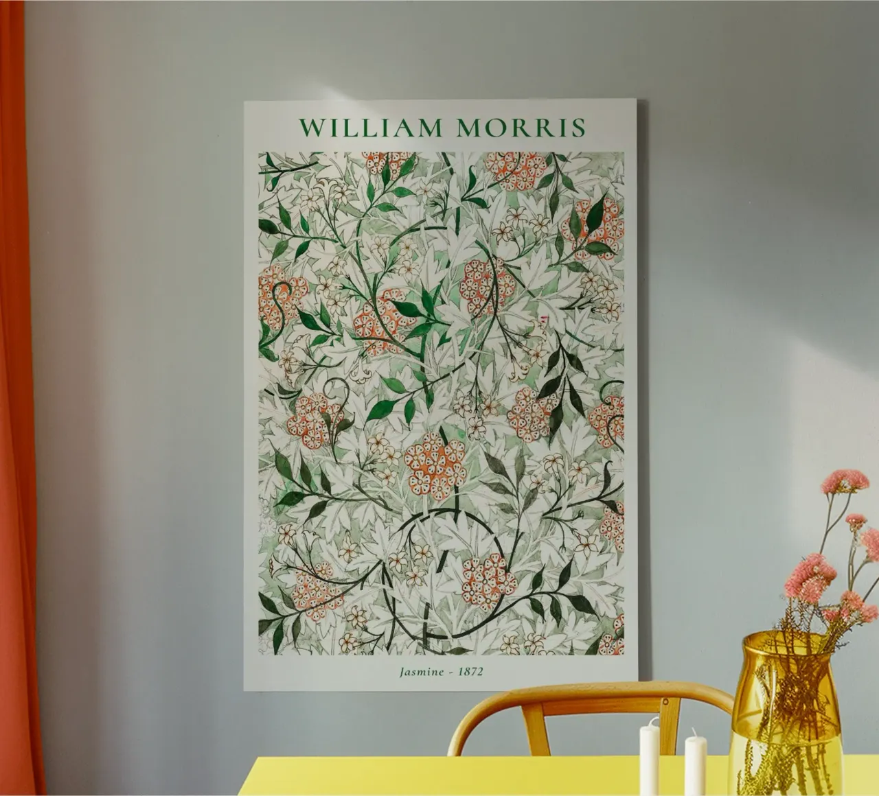 Feuilles et fleurs d'aubépine et brindilles de jasmin enroulées toile avec Caisse américaine de Ropech Shop