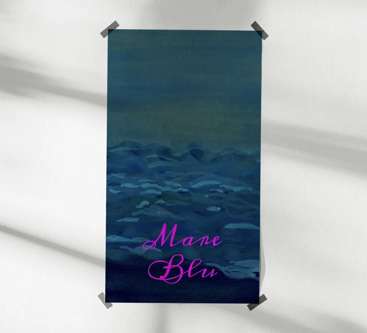 Mare blu poster met houten frame van Nica Colorie