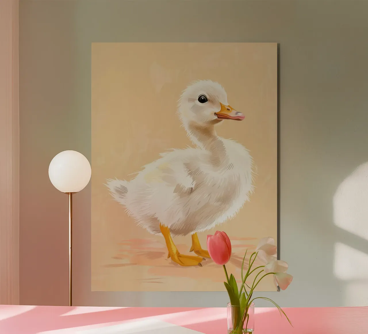 Un simpatico anatroccolo con le sue piume soffici e i suoi occhi luminosi alluminio dibond da DesignDoodle