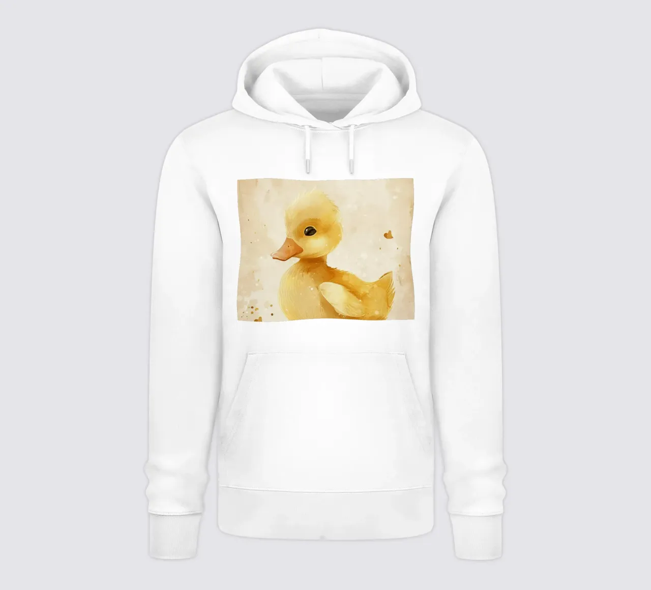 Simpatico anatroccolo giallo con motivi a cuore e colori tenui felpa con cappuccio da DesignDoodle