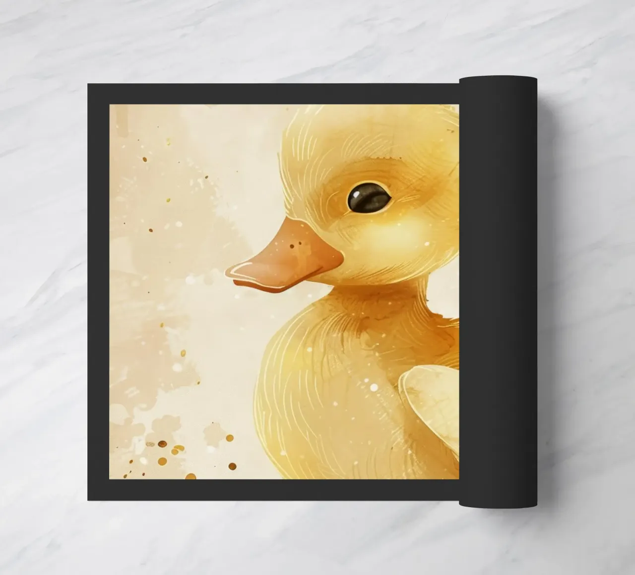 Simpatico anatroccolo giallo con motivi a cuore e colori tenui zerbino da DesignDoodle