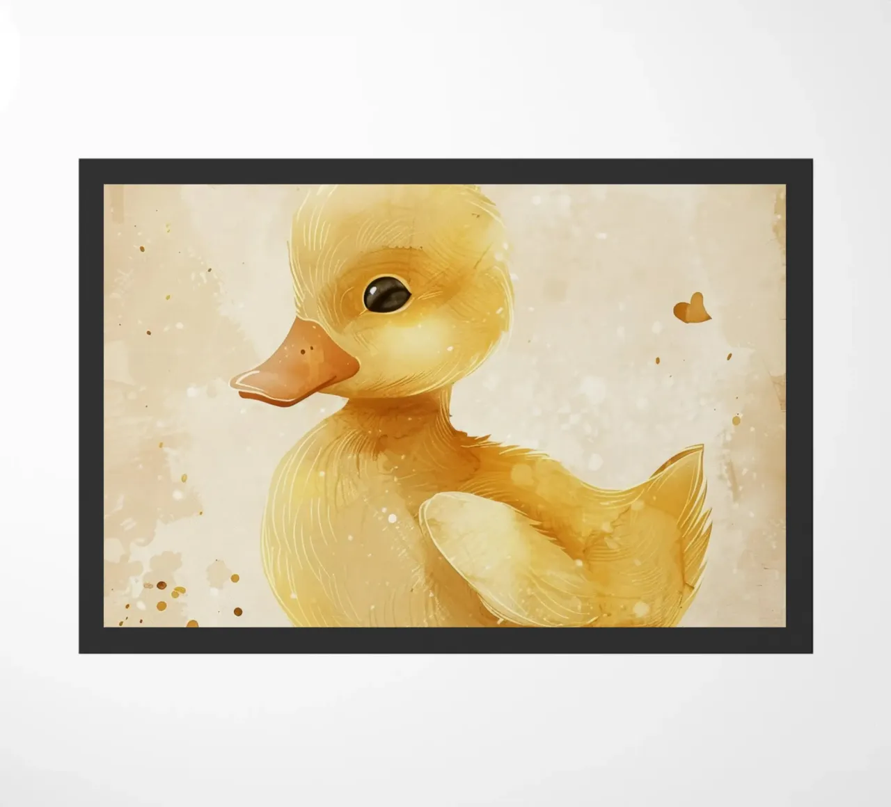 Simpatico anatroccolo giallo con motivi a cuore e colori tenui zerbino da DesignDoodle