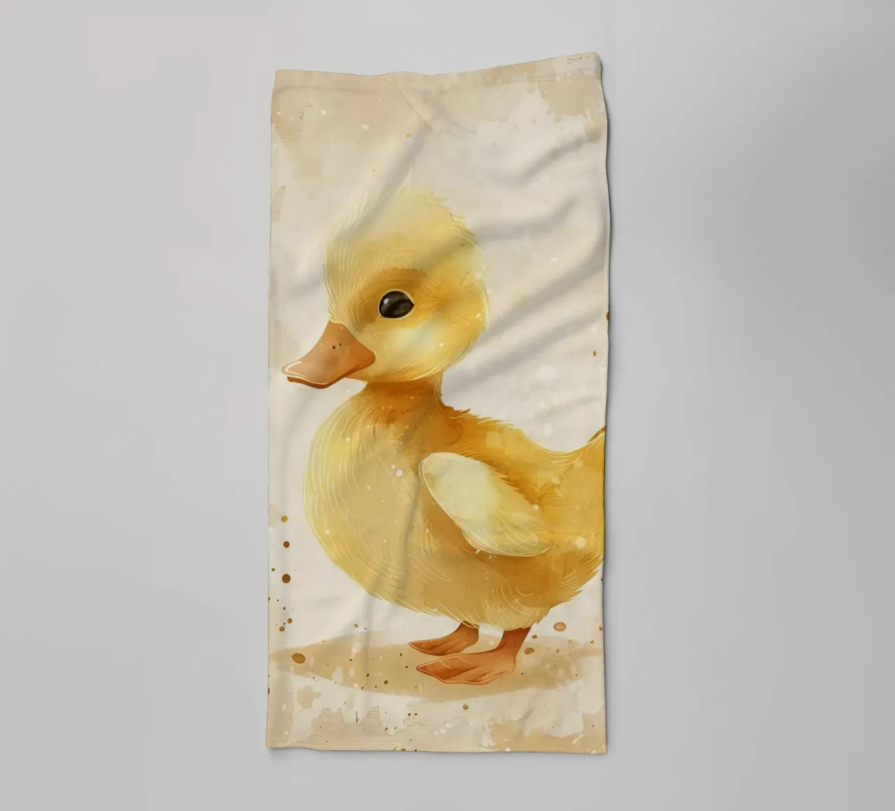 Cute yellow duckling with heart motifs and soft colors towel by DesignDoodle
