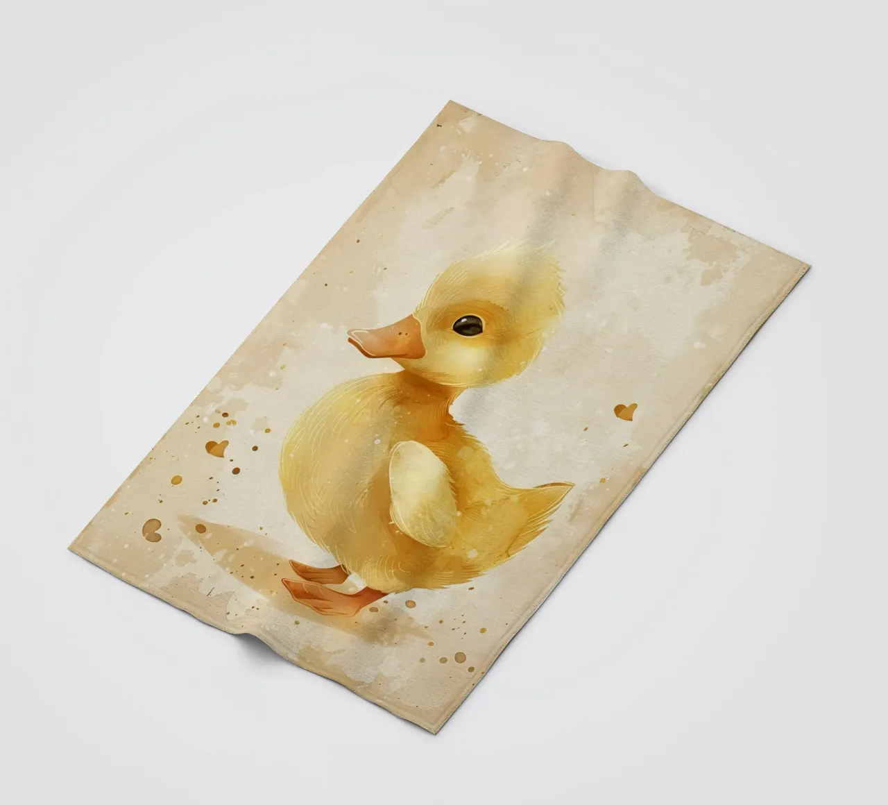 Cute yellow duckling with heart motifs and soft colors fleece blanket by DesignDoodle