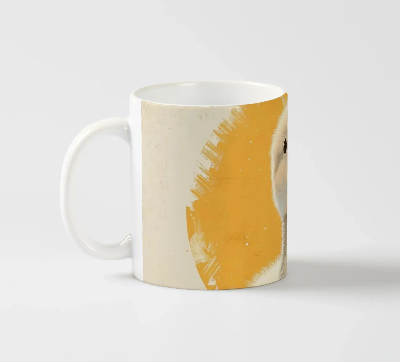 Cute duckling standing tall with a round yellow backdrop ceramic mug by DesignDoodle