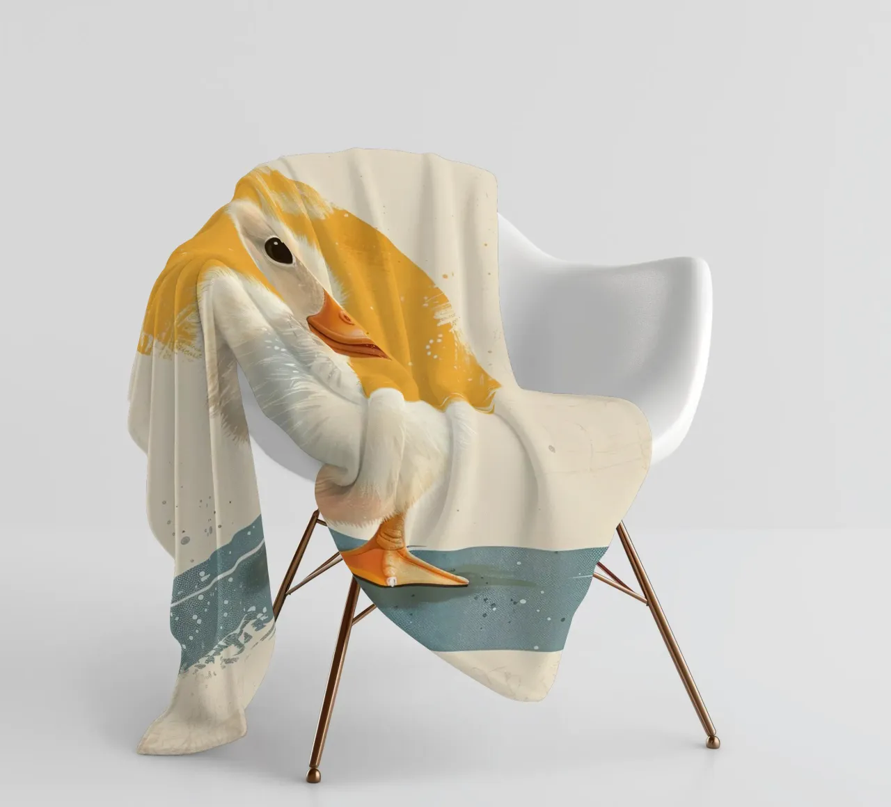 Cute duckling standing tall with a round yellow backdrop fleece blanket by DesignDoodle