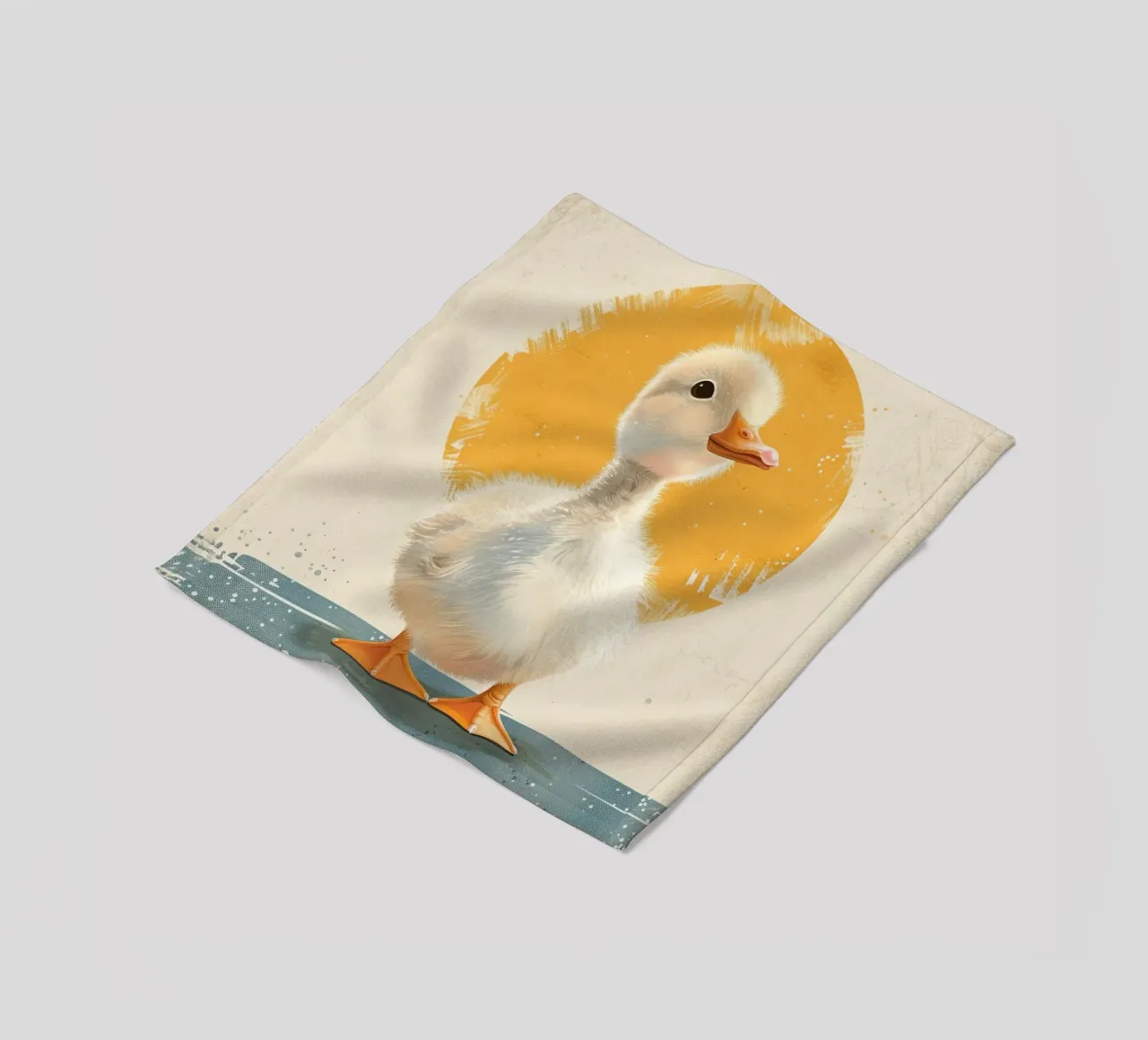 Cute duckling standing tall with a round yellow backdrop fleece blanket by DesignDoodle