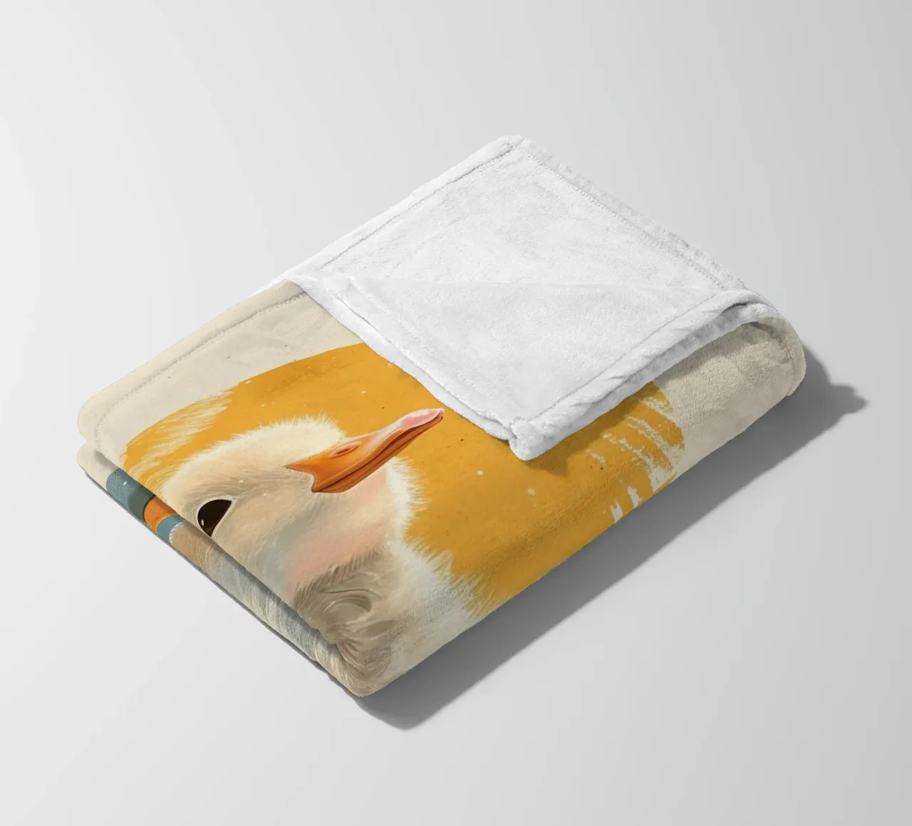Cute duckling standing tall with a round yellow backdrop fleece blanket by DesignDoodle