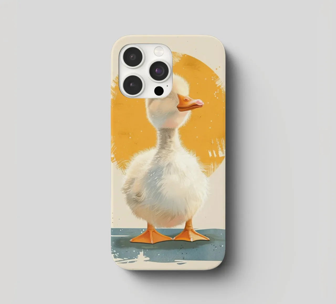 Schattig eendje met een ronde gele achtergrond iphone hoesje van DesignDoodle