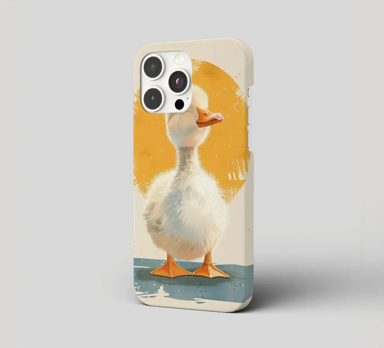 Schattig eendje met een ronde gele achtergrond iphone hoesje van DesignDoodle