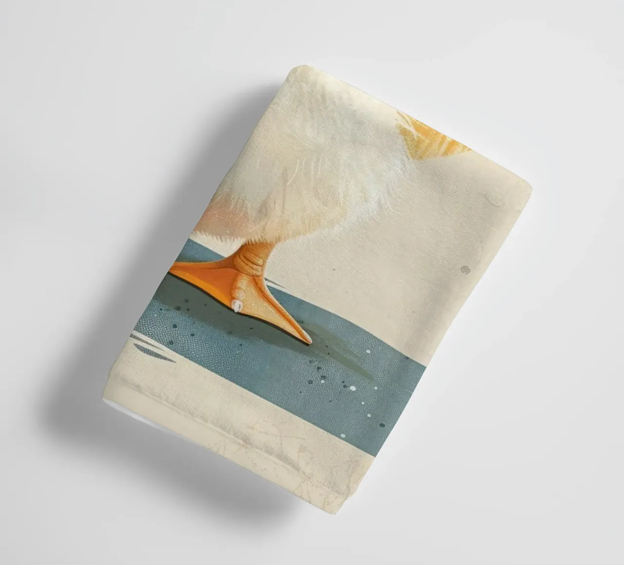 Cute duckling standing tall with a round yellow backdrop towel by DesignDoodle