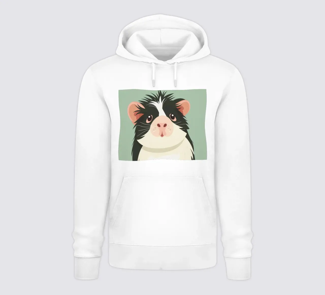 Simpática cobaya en blanco y negro ilustrada en un verde claro sudadera con capucha de DesignDoodle