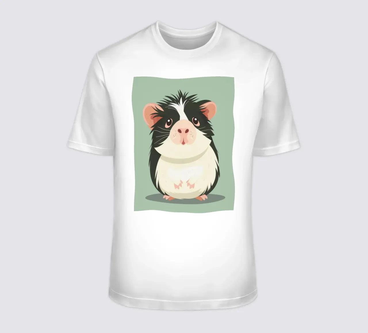 Mignon cochon d'Inde noir et blanc illustré dans un vert clair. t-shirt de DesignDoodle