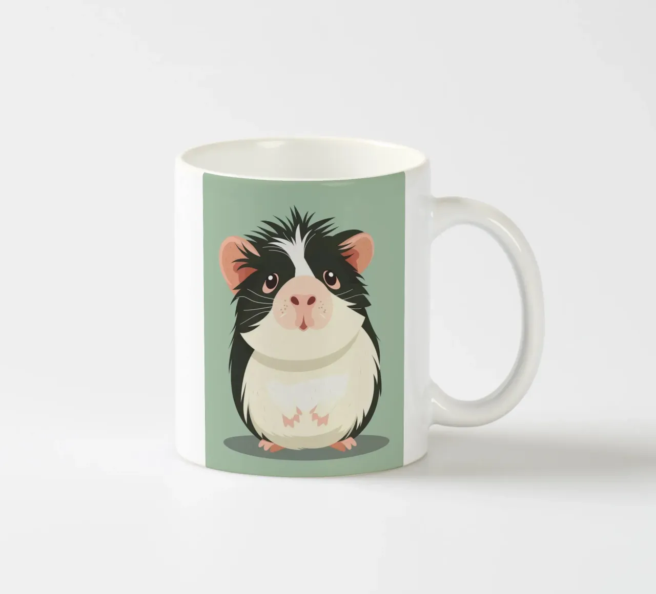 Mignon cochon d'Inde noir et blanc illustré dans un vert clair. mug en céramique de DesignDoodle