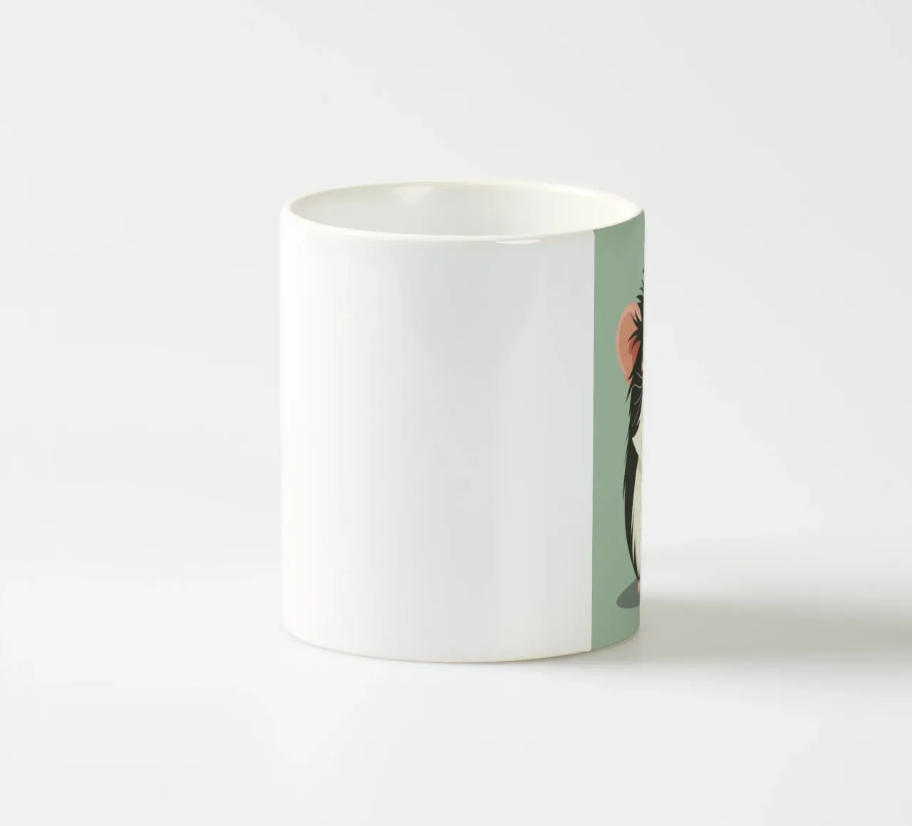 Mignon cochon d'Inde noir et blanc illustré dans un vert clair. mug en céramique de DesignDoodle