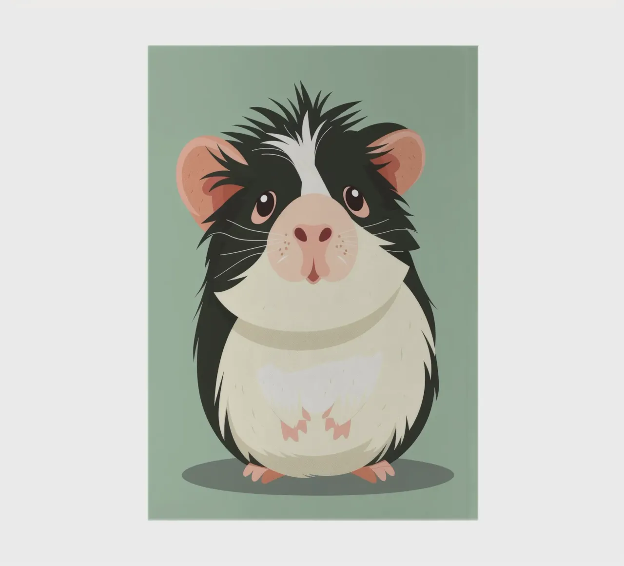 Mignon cochon d'Inde noir et blanc illustré dans un vert clair. carnet de notes de DesignDoodle