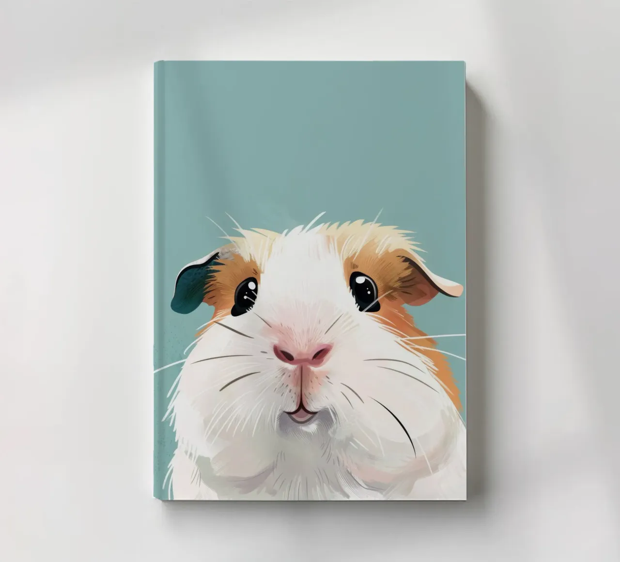 Mignon cochon d'Inde noir et blanc illustré dans un vert clair. carnet de notes de DesignDoodle