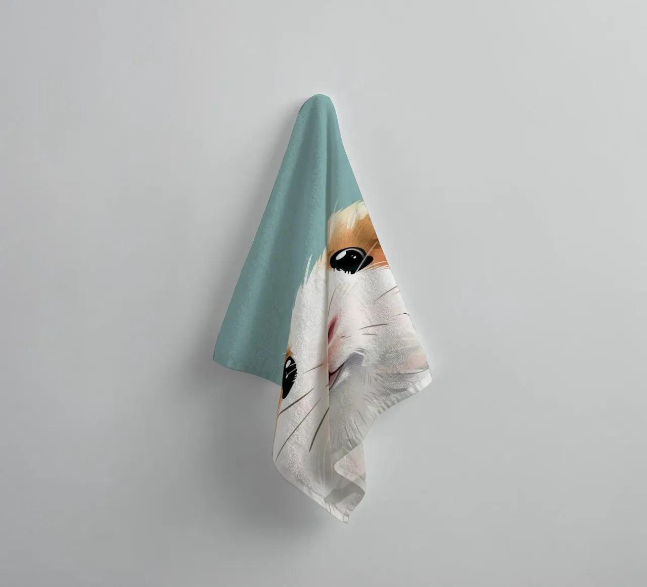 Mignon cochon d'Inde noir et blanc illustré dans un vert clair. serviette de bain de DesignDoodle