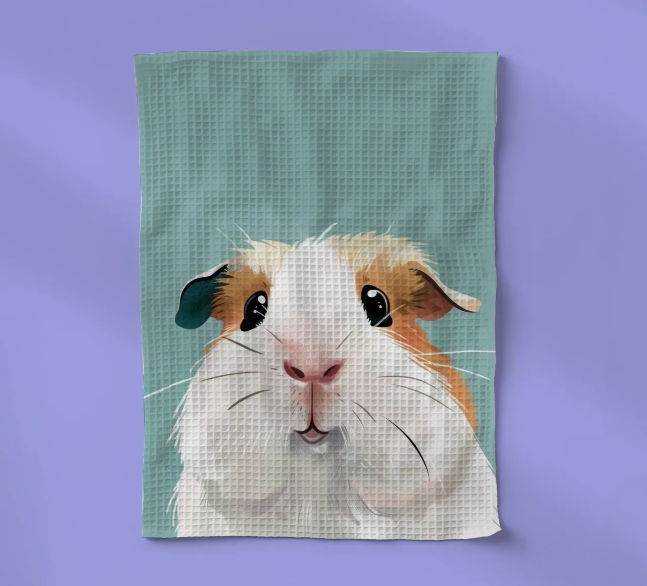 Mignon cochon d'Inde noir et blanc illustré dans un vert clair. torchon de DesignDoodle