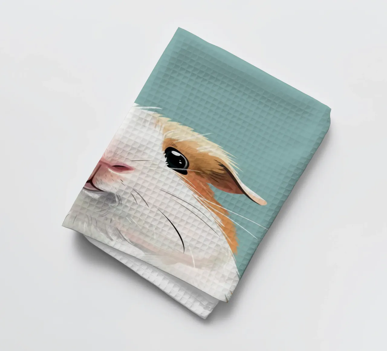 Mignon cochon d'Inde noir et blanc illustré dans un vert clair. torchon de DesignDoodle