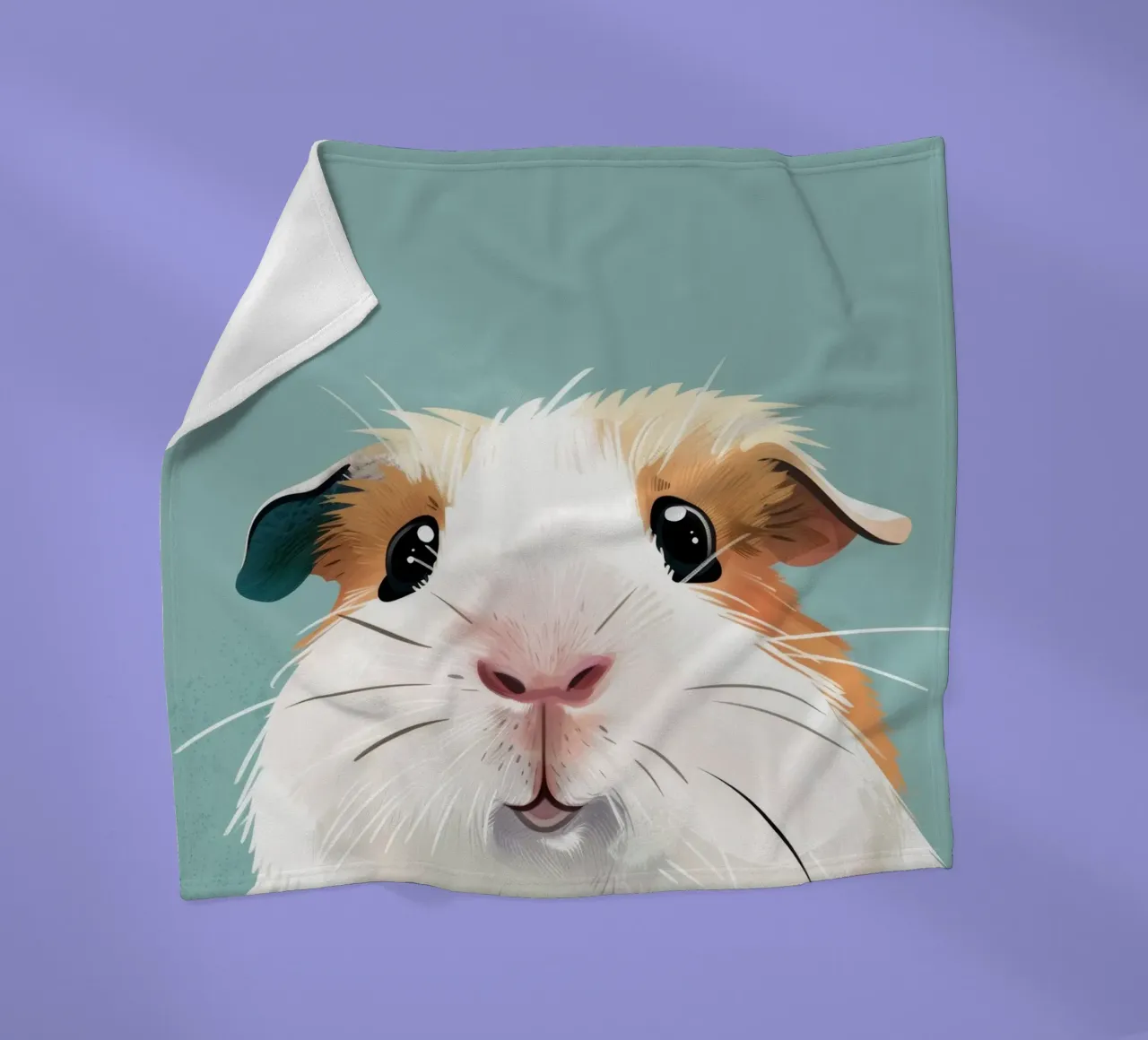 Mignon cochon d'Inde noir et blanc illustré dans un vert clair. plaid polaire de DesignDoodle