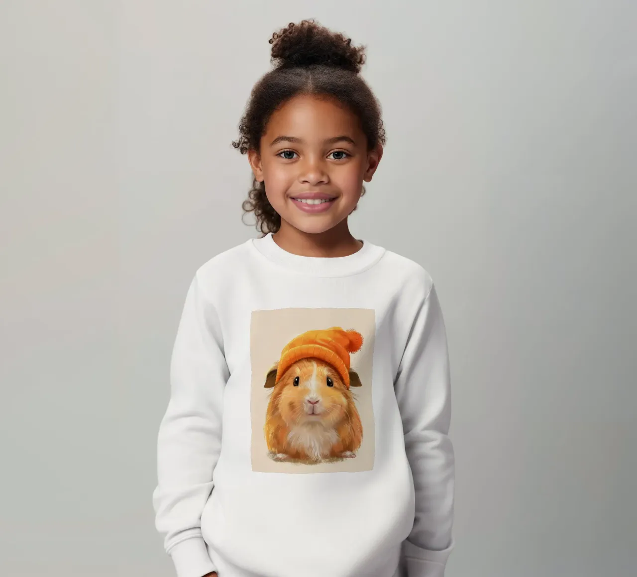 Simpática cobaya con gorro naranja sudadera para niño de DesignDoodle