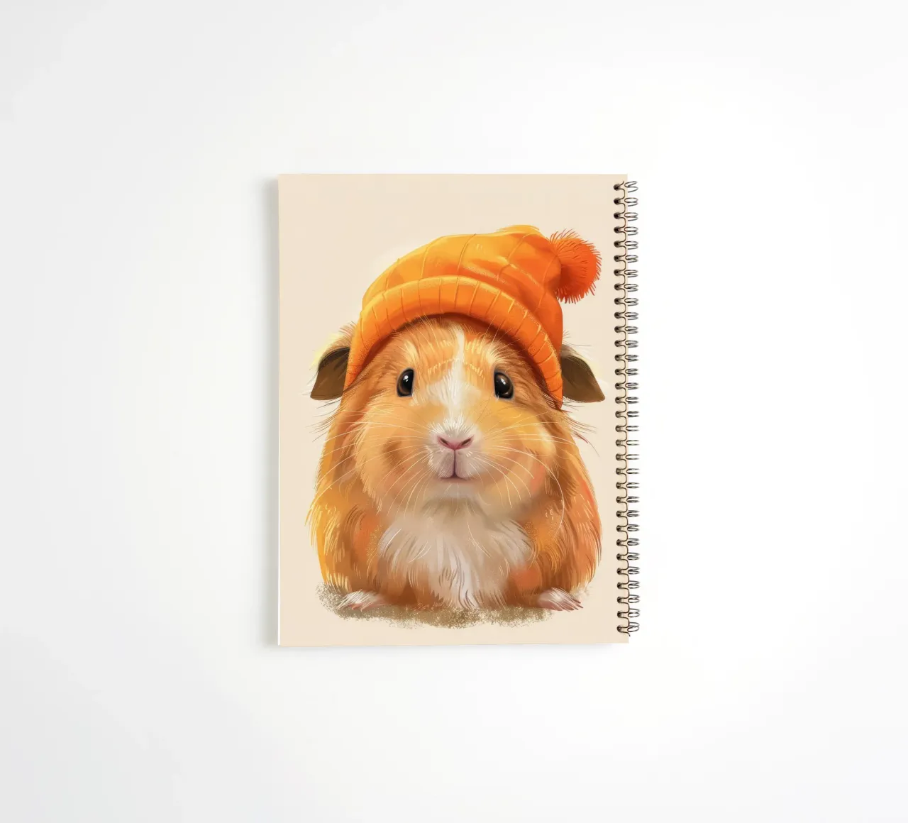 Cute guinea pig wearing an orange hat spiral notebook by DesignDoodle