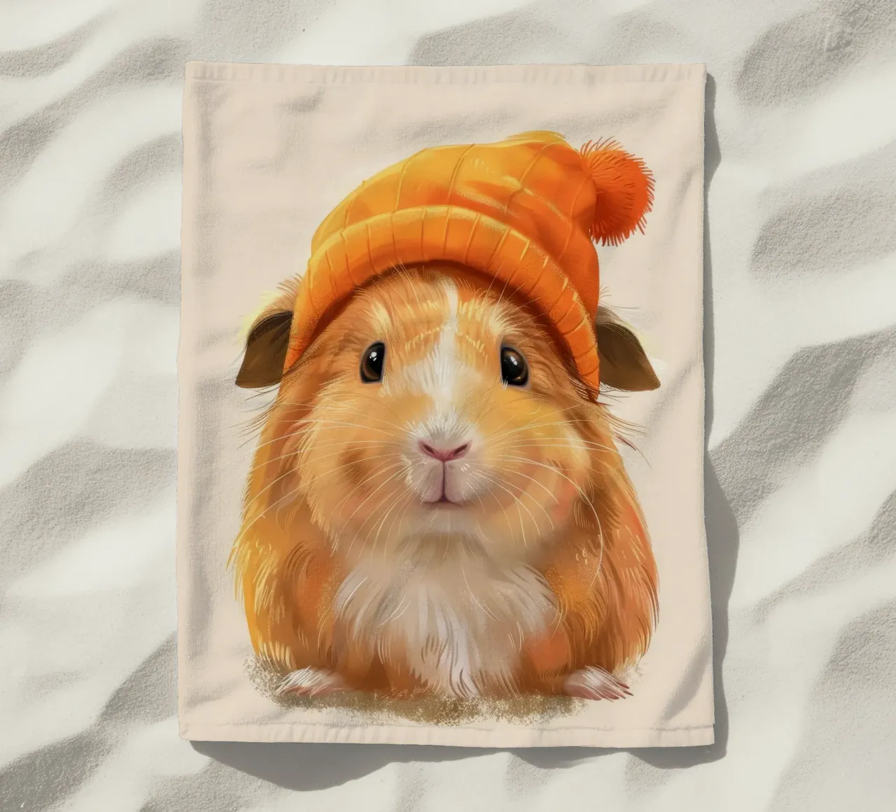 Simpatico porcellino d'India con un cappello arancione telo mare da DesignDoodle
