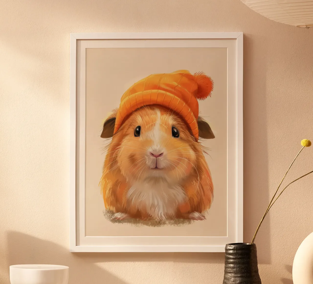 Simpática cobaya con gorro naranja hahnemühle de DesignDoodle