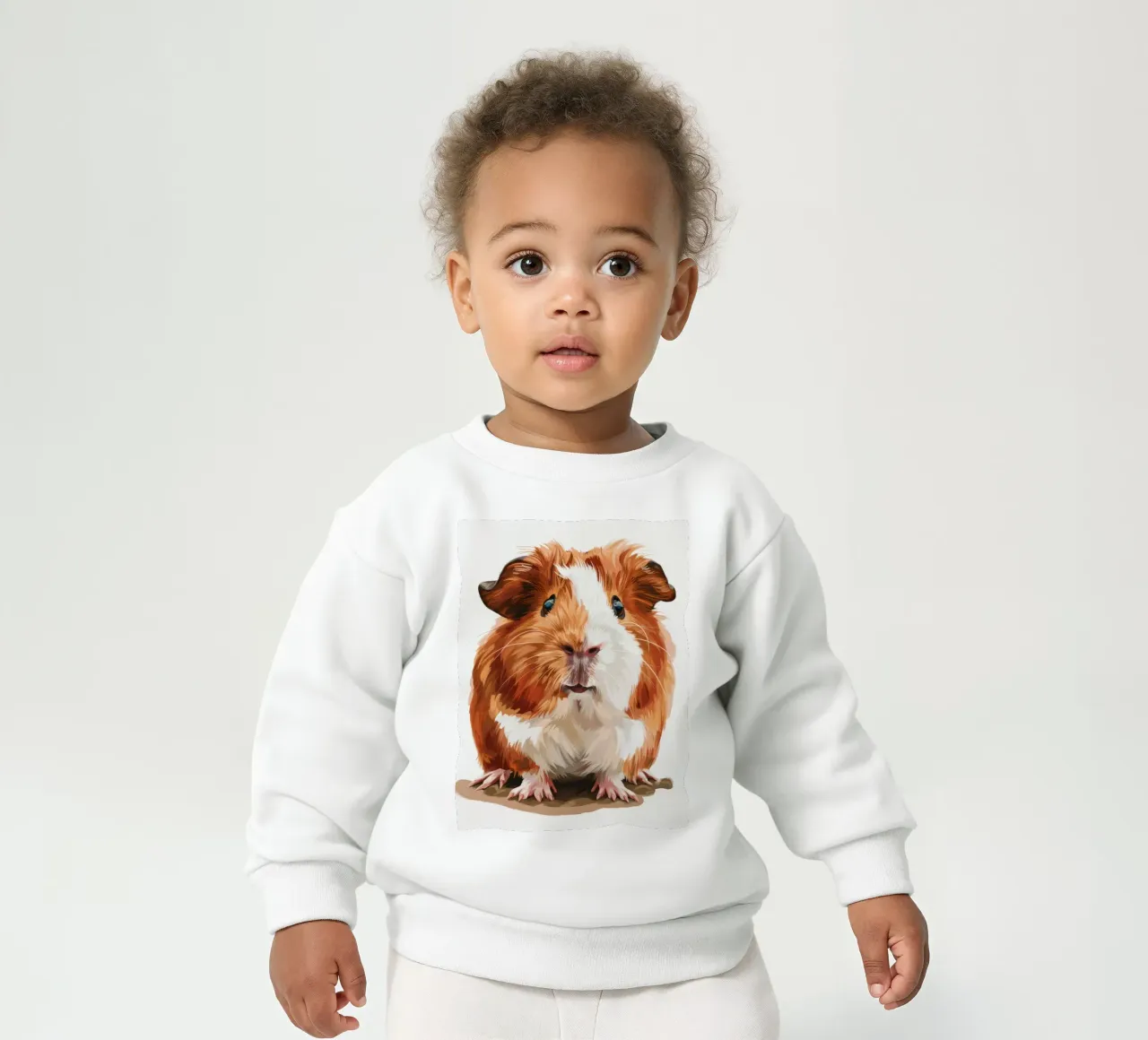 Simpática cobaya sentada tranquilamente con ojos brillantes y pelaje detallado sudadera de bebé de DesignDoodle
