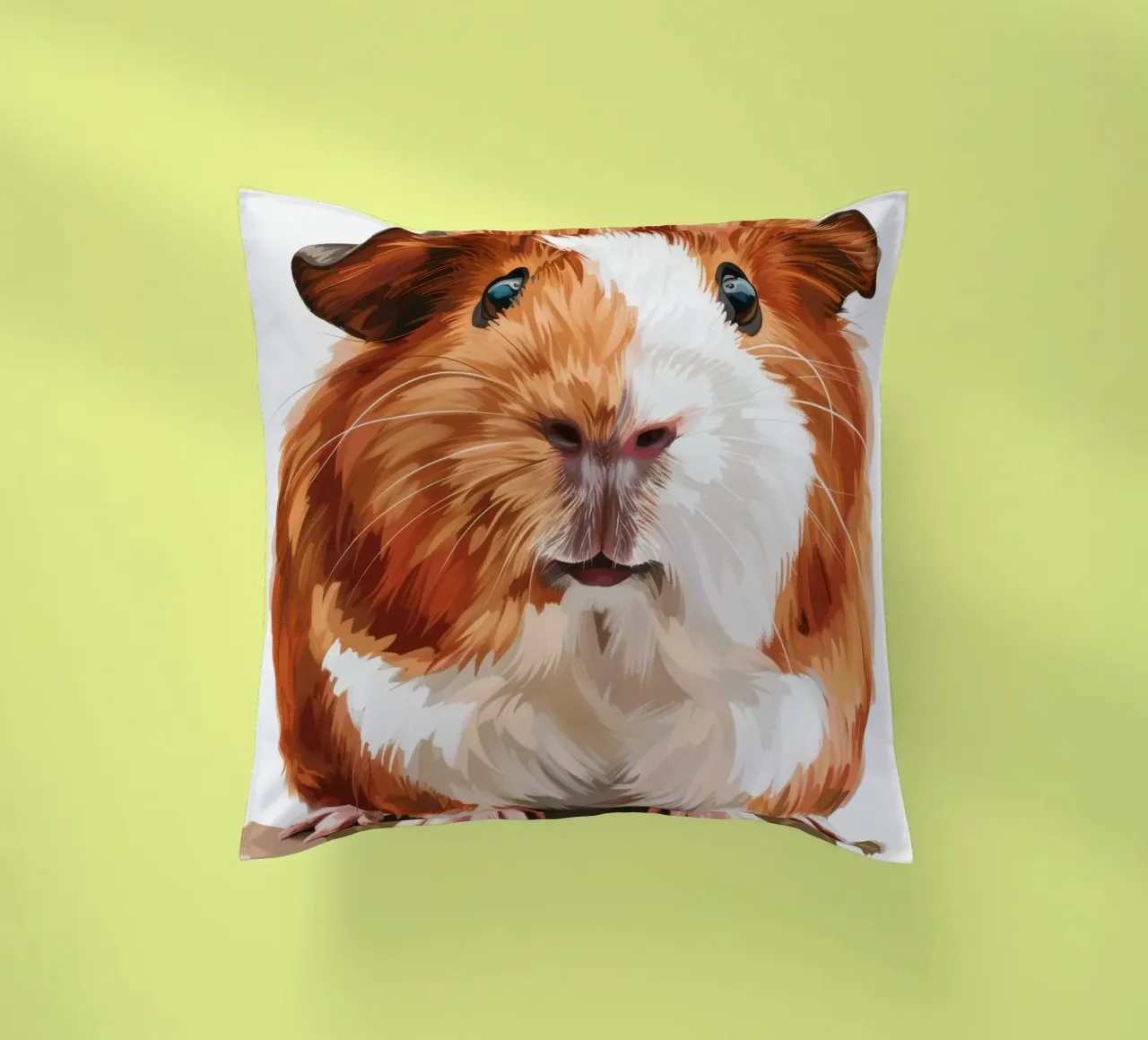 Cute guinea pig sit calmly with bright eyes and detailed fur decorative cushion by DesignDoodle